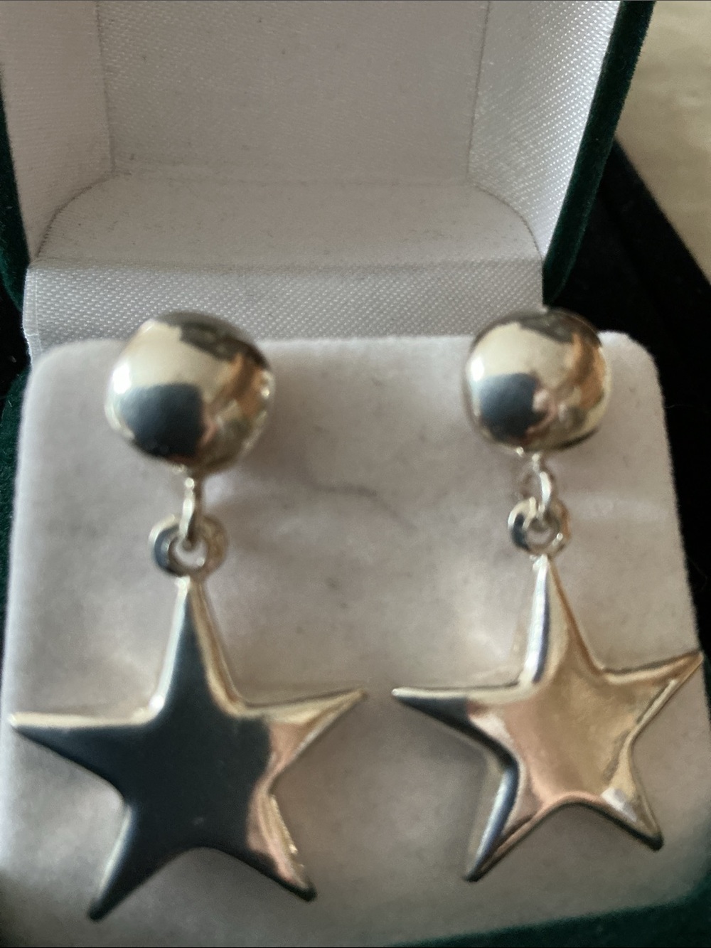 Silver Star Drop Earrings - Silver Tone Women Jewelry